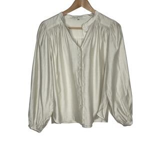 Second Female Long Sleeve Button Up Blouse XS Pearl Ivory Neutral Minimalist